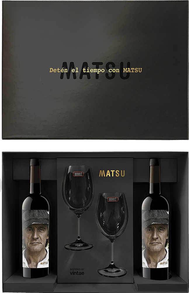 Matsu of 2 bottles  (El Recio 2015) + 2 glasses